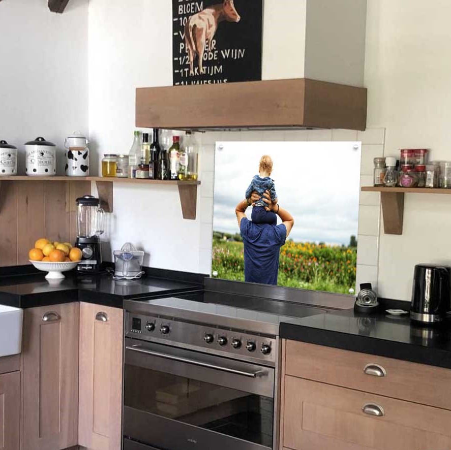 Spatscherm met je eigen foto Kunst in je keuken