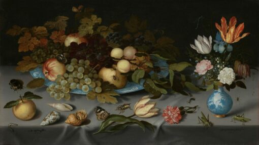 Stilleven met vruchten en bloemen, Balthasar van der Ast, 1620 - 1621