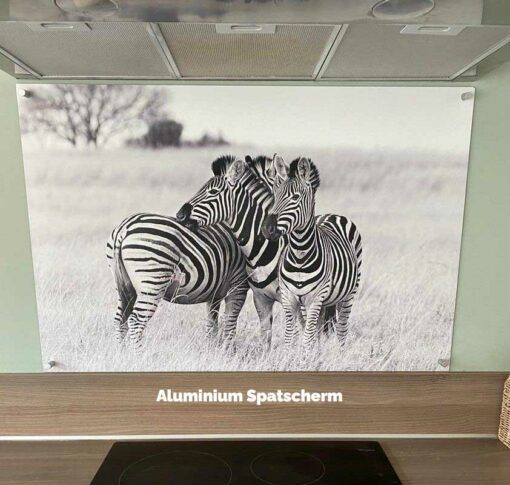 Keuken met aluminium spatplaat met Zebra's