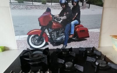 Spatscherm met eigen foto met Harley Davidson