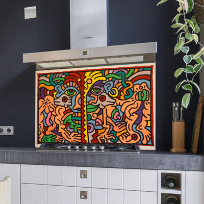 Keuken-spatscherm-Keith-Haring
