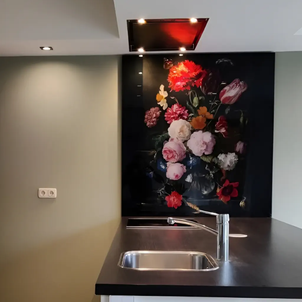 Achterwand met bloemstilleven uit Rijksmuseum