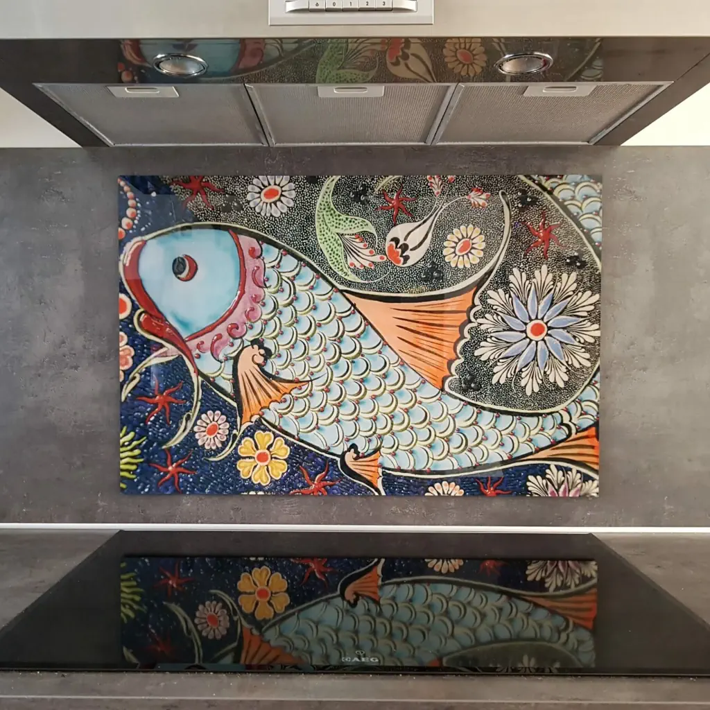 Backsplash met vis uit de collectie