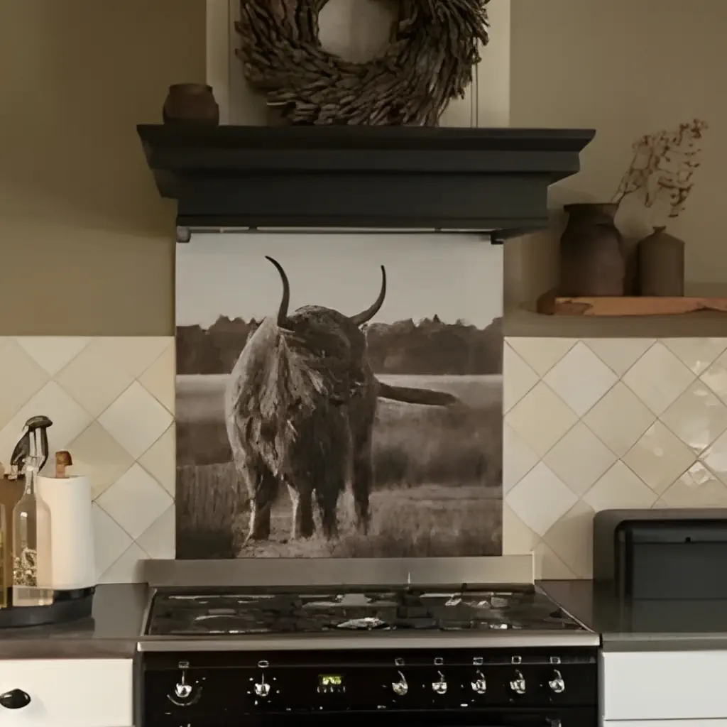 Keuken spatplaat met eigen foto van Schotse hooglander