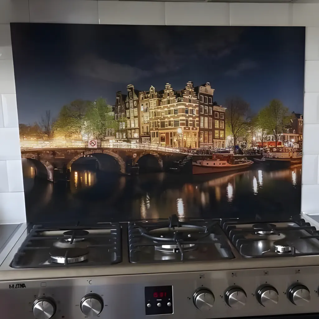 Keuken spatscherm met Gracht Amsterdam Keuken spatscherm met Gracht Amsterdam