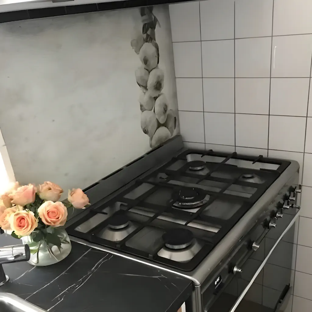 Keuken spatscherm met knoflook Keuken spatscherm met knoflook
