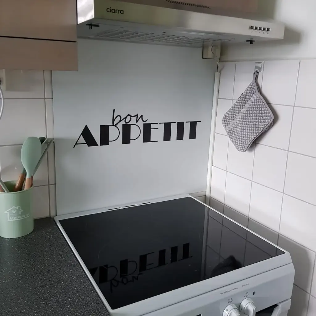 Keuken spatscherm met tekst