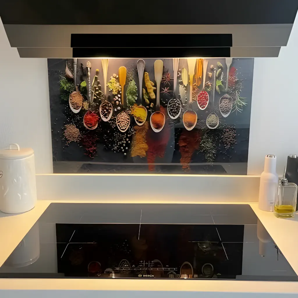 Spatscherm lepels en kruiden