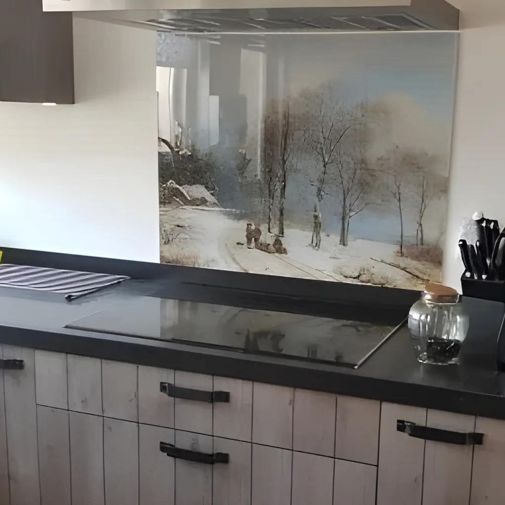 Spatscherm met Winterlandschap van B.C. Koekkoek