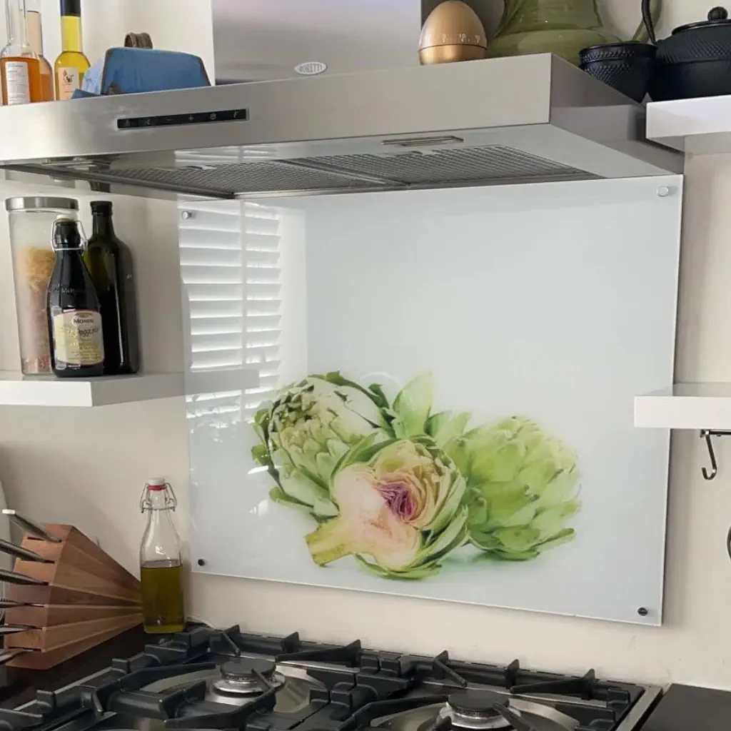 Spatscherm met artisjokken