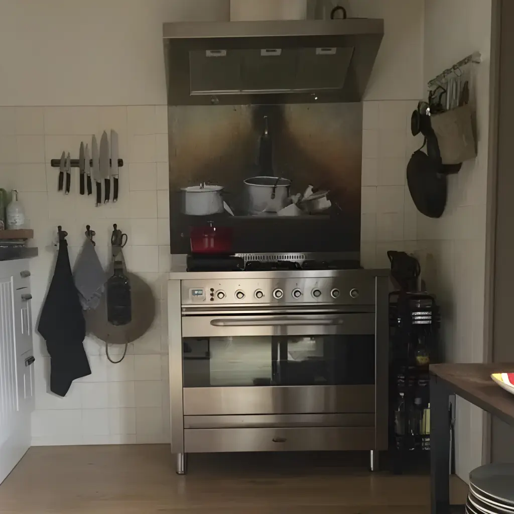 Spatscherm met pannen