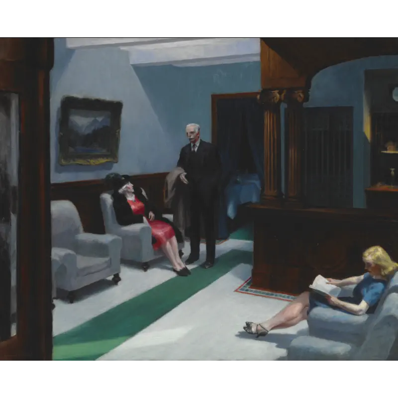 Hotel Lobby van Edward Hopper hotel-lobby-van-edward-hopper