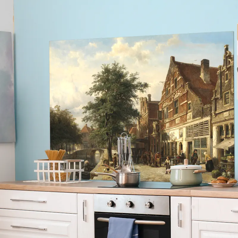 Zuiderhavendijk te Enkhuizen van Cornelis Springer Zuiderhavendijk te Enkhuizen van Cornelis Springer - Afbeelding 2