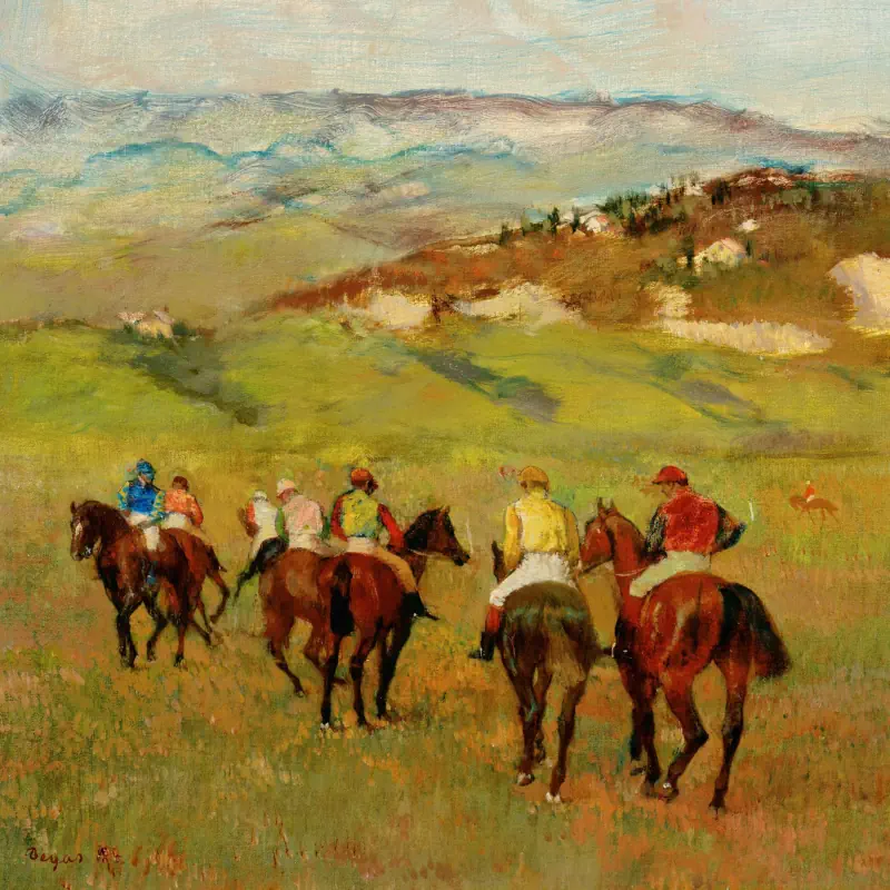 racepaarden-in-de-heuvels-van-edgar-degas racepaarden in de heuvels van edgar degas